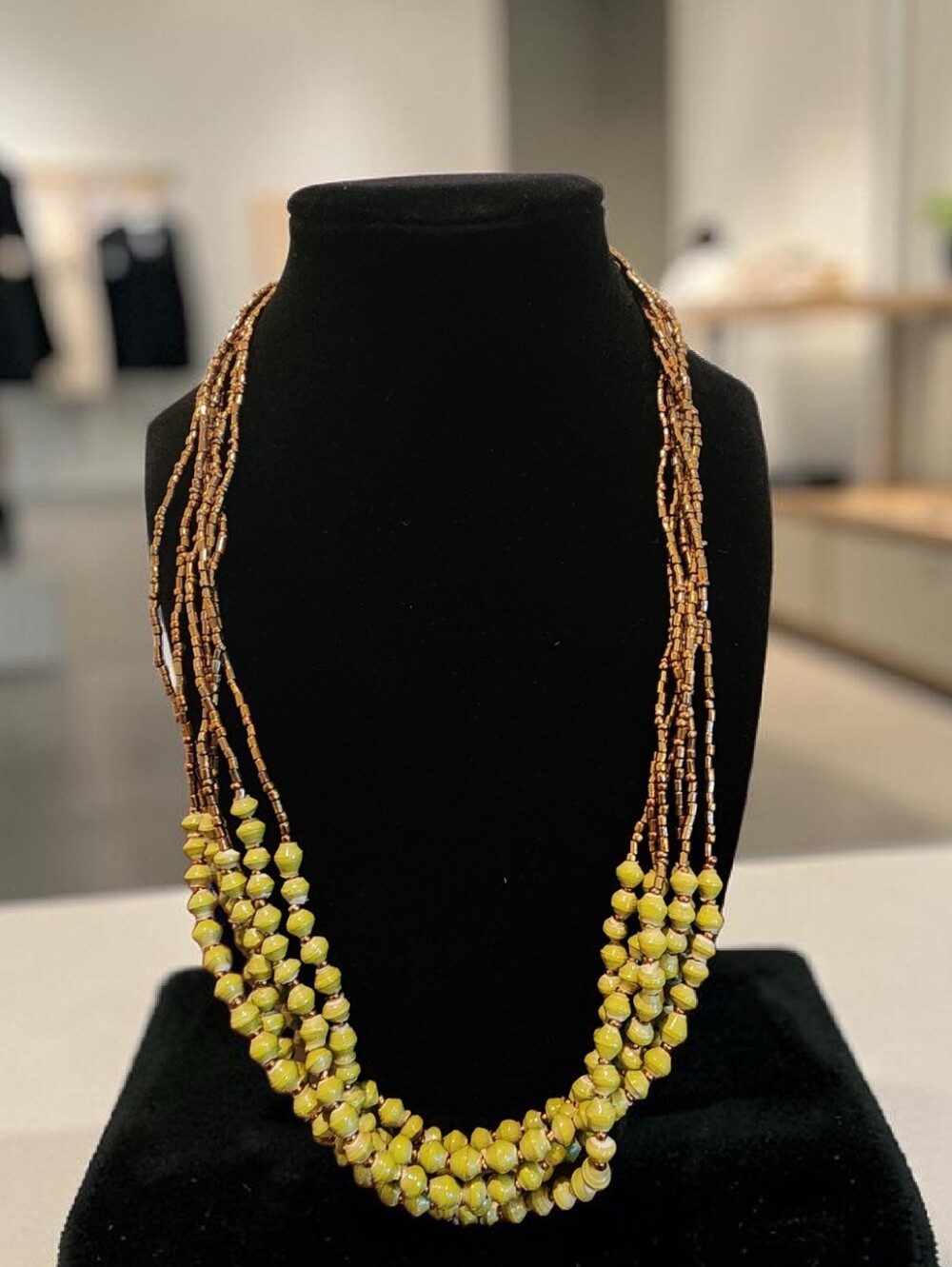 Teng Yue Yellow & Gold Multi-Strand Beaded Necklace
